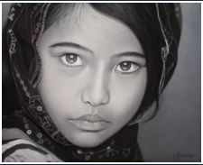 Jeune enfant - pastel noir et blanc - taille : 40 x 32 cm (indisponible)