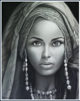 Fille Somalienne - pastel noir et blanc - taille : 32 x 40 cm (indisponible)