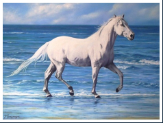 Le cheval blanc - pastel sec - taille : 30 x 40cm