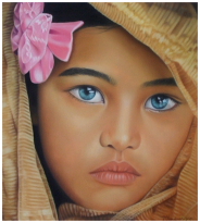 La jeune fille au ruban - pastel sec - taille : 30 x 33cm (indisponible)