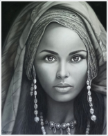 Fille Somalienne - pastel noir et blanc - taille : 32 x 40 cm (indisponible)
