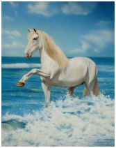 Cheval en bord de mer - pastel sec - taille : 38 x 30 cm (indisponible)
