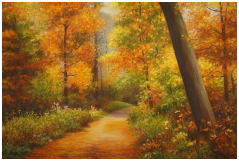 Le sous-bois en Automne - pastel sec - taille : 17 x 24 cm (disponible)